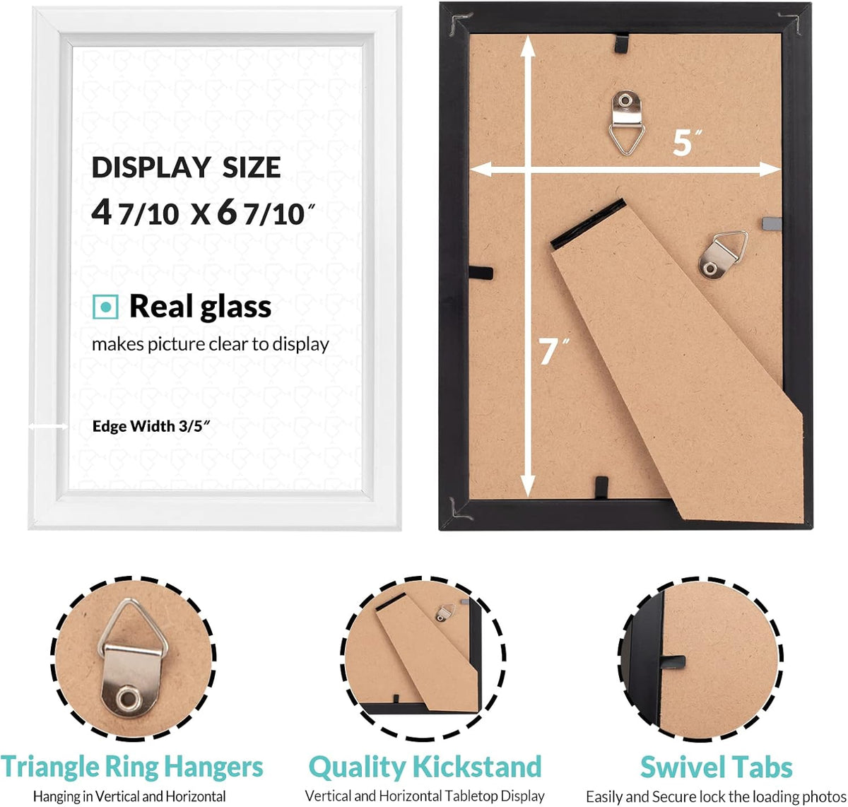 LaVie Home 5x7 Picture Frames (12 Pack, White) Simple Designed Photo Frame with High Definition