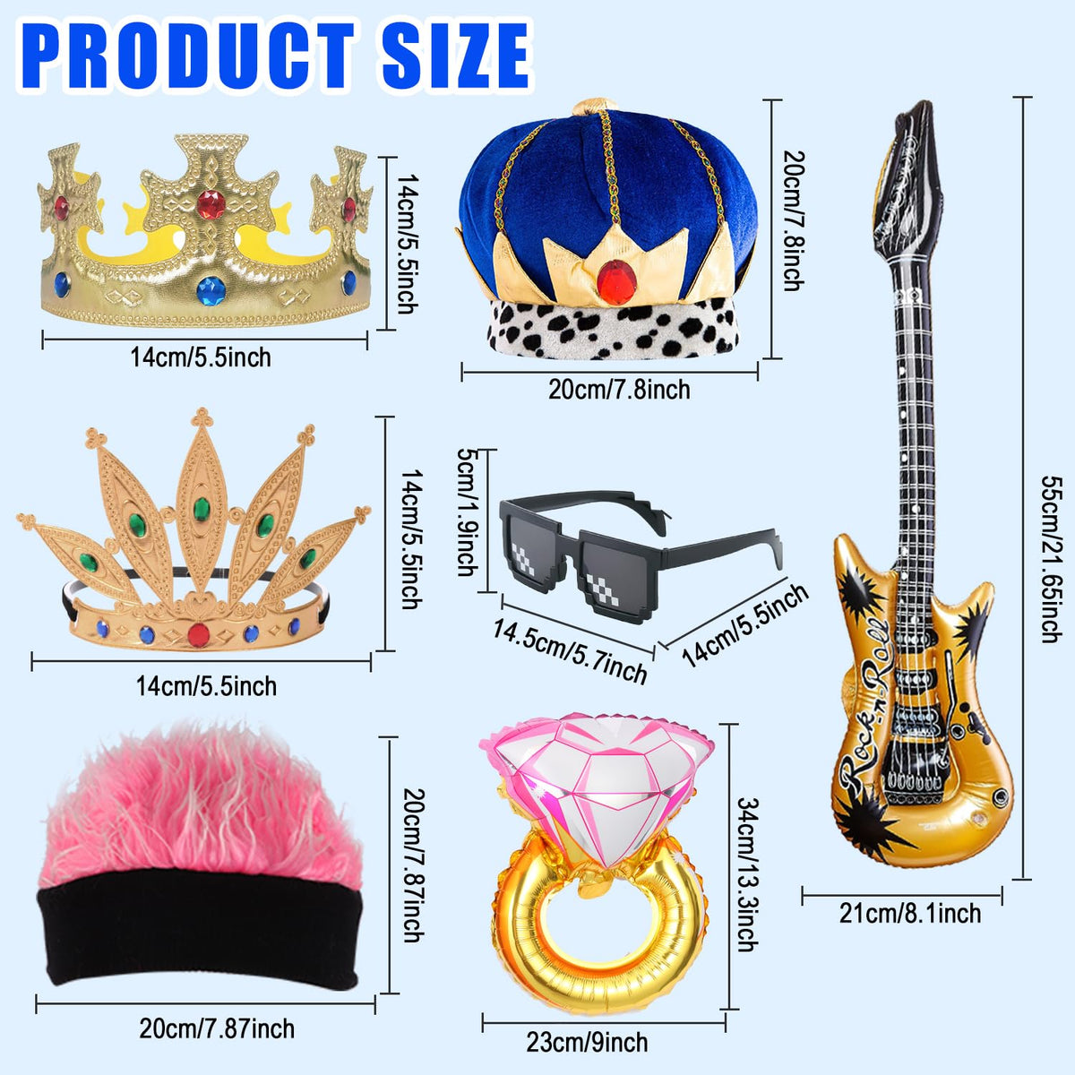 Bulk Opulent Photo Booth Props Set for Adult, Novelty Funny Hats and Glasses, Colorful Wig