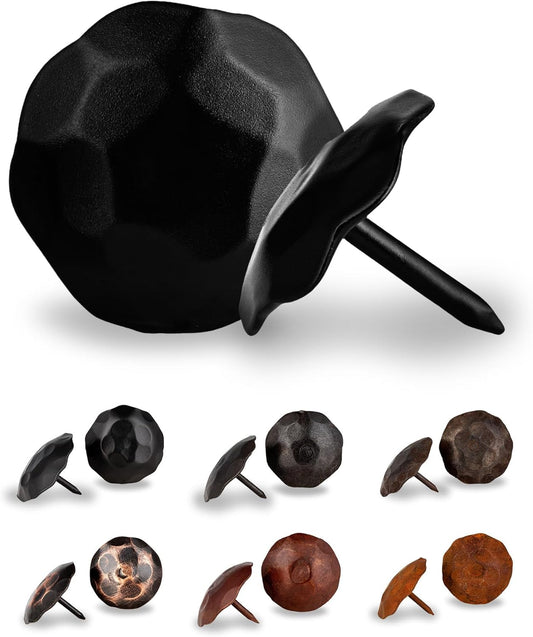 50 Pack 1" Small Round Head Iron Clavos Decorative Nails – Black – Handmade Rustic Round Fasteners