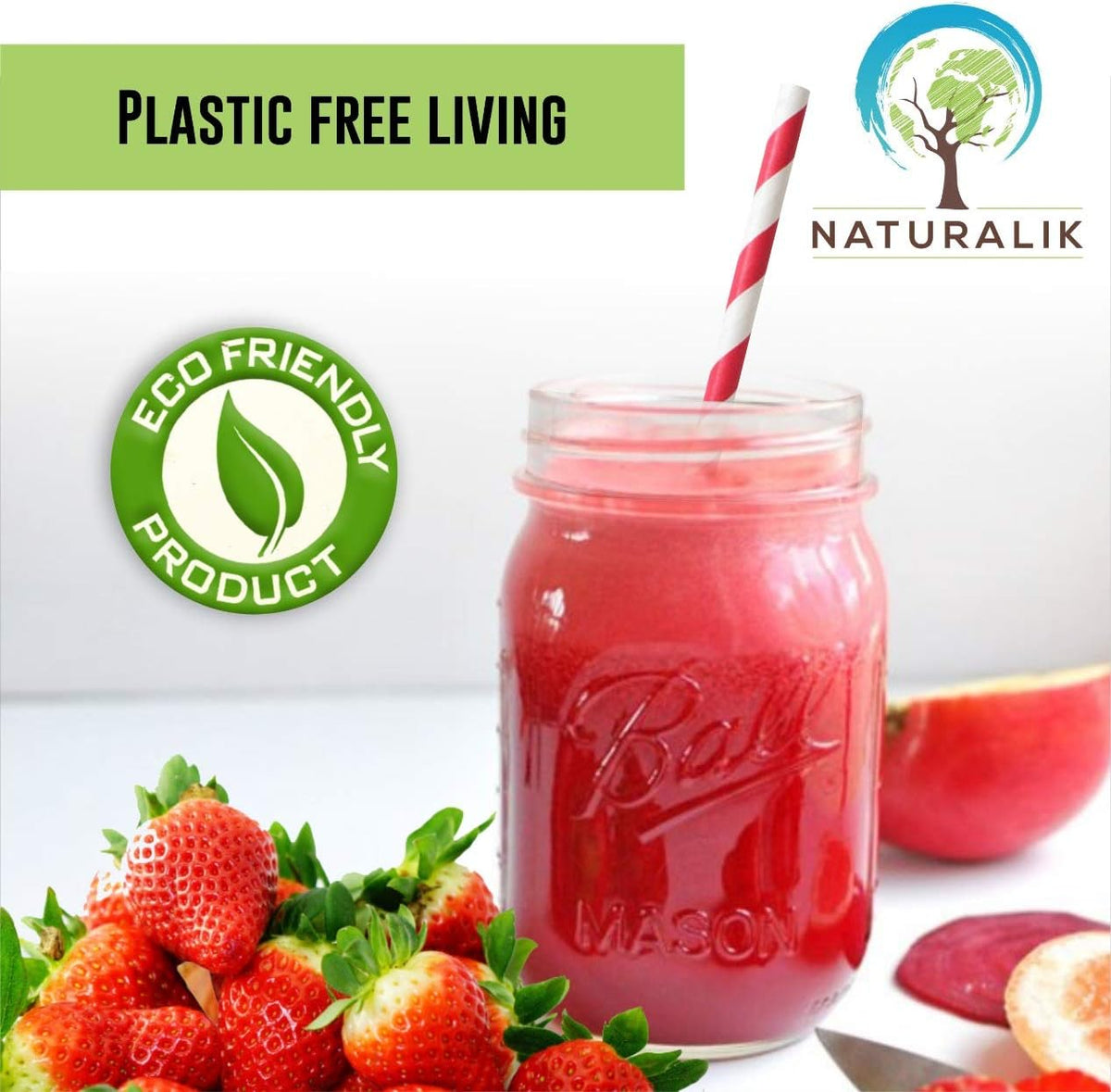 300 Pack Extra Durable Red Paper Straws Biodegradable- Heavy Duty Eco-Friendly Paper Straws Bulk