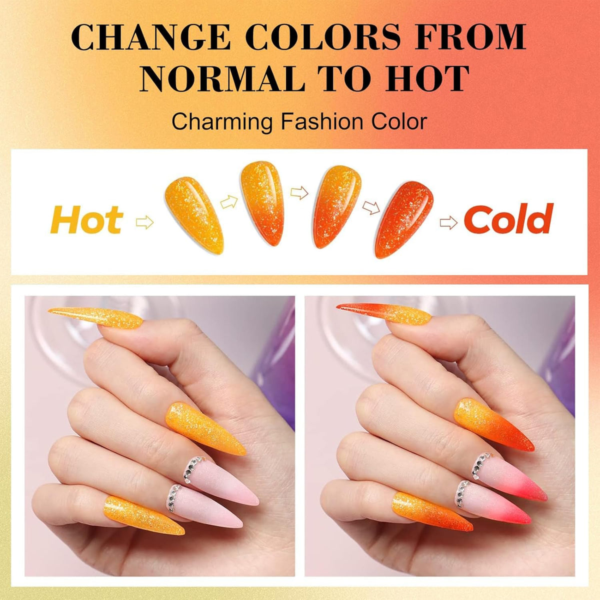 Honey Joy Dip Powder Nail Kit Starter, 4 Colors Halloween Pumpkin Orange Mystic Purple Dipping