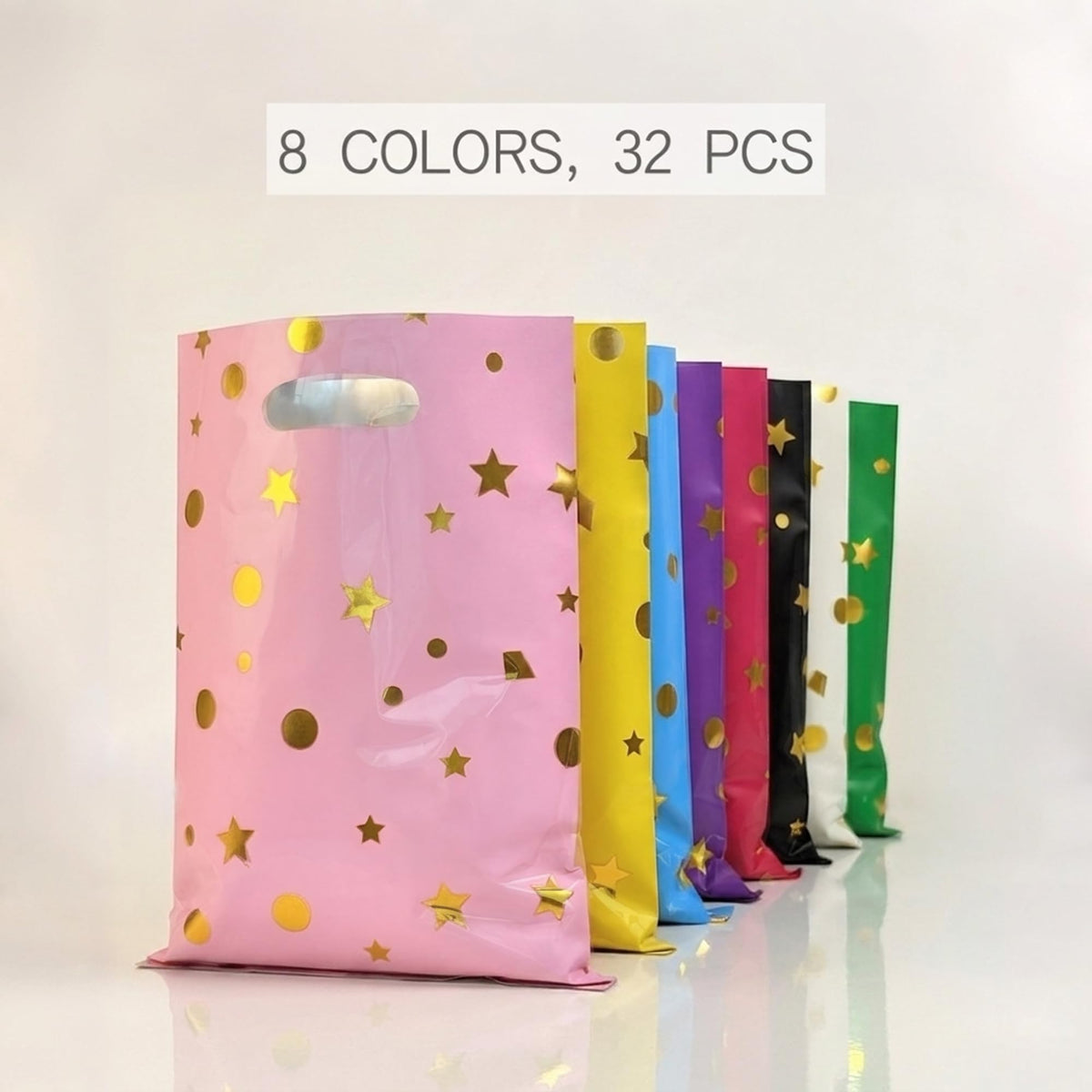 TimEmbrace 32Pk Small Party Favor Goodie Bags, 8-Color Kids Birthday Gift