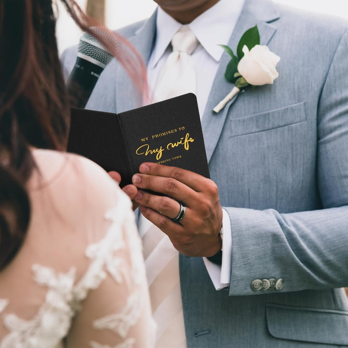 Vienrose Wedding Guest Book Set with 2 Vow Books and A Guest Book,Sign-in Book Personalized Linen