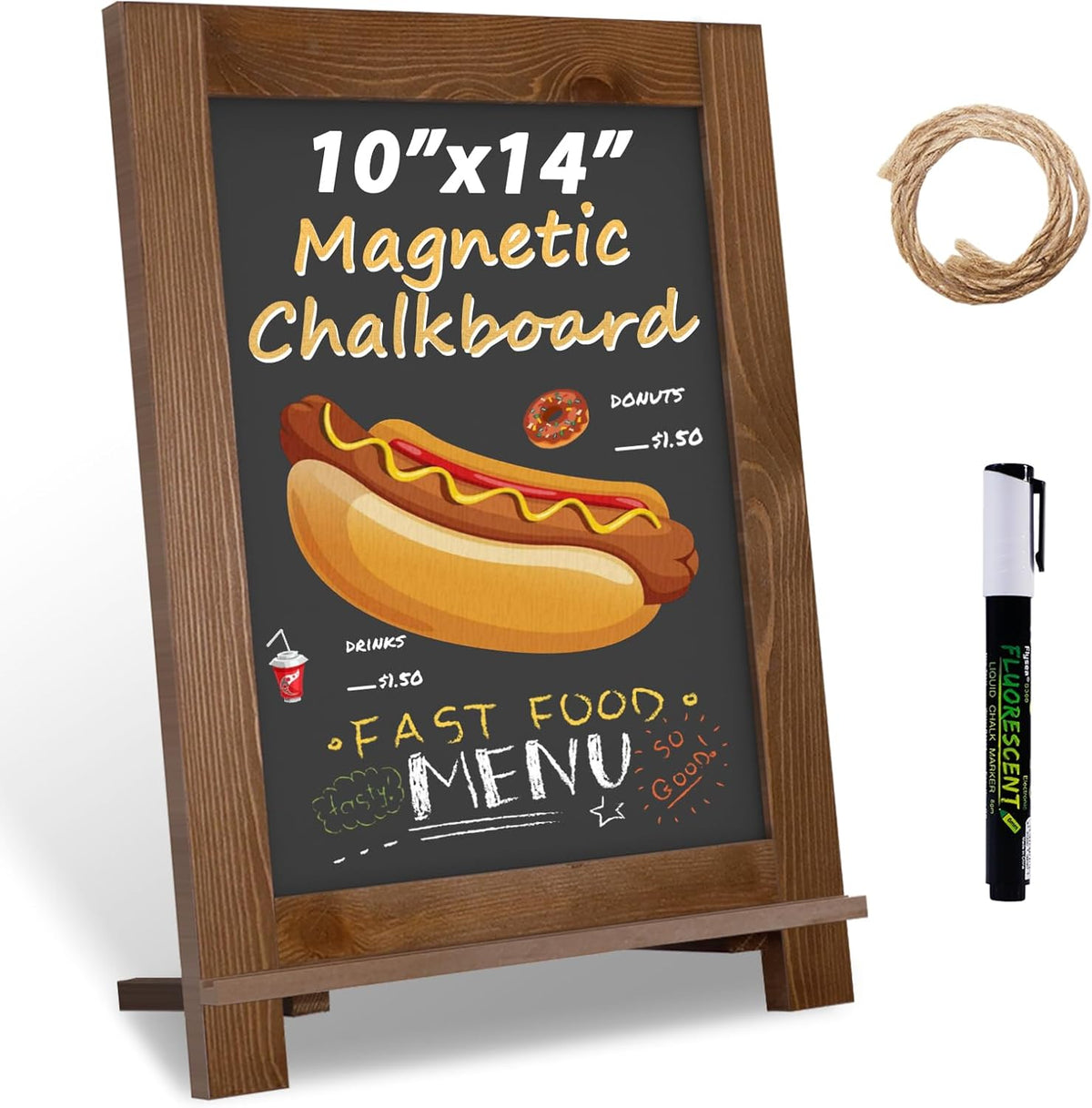 Magnetic Chalkboard 10"x14" Small Chalkboard Signs with Stand, Tabletop or Wall-Hanging Menu Board