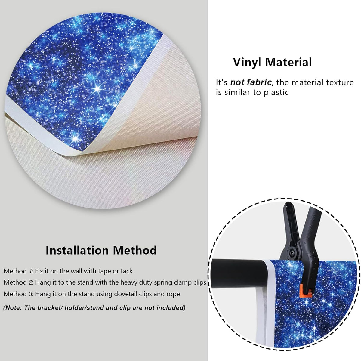YongFoto Blue Glitter Backdrop 8x6ft Silver Light Spots Navy Blue Sequin Bokeh Photography