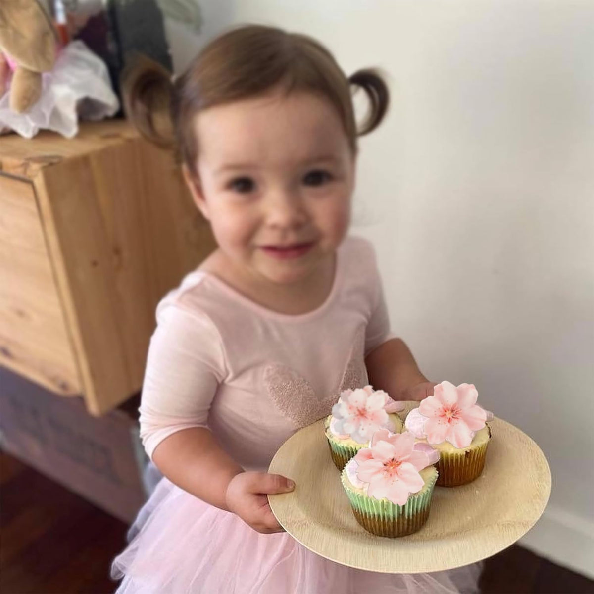Ephlyn 54Pcs Edible Cherry blossom Cupcake Toppers Spring Bridal Engagement Baby Shower Birthday