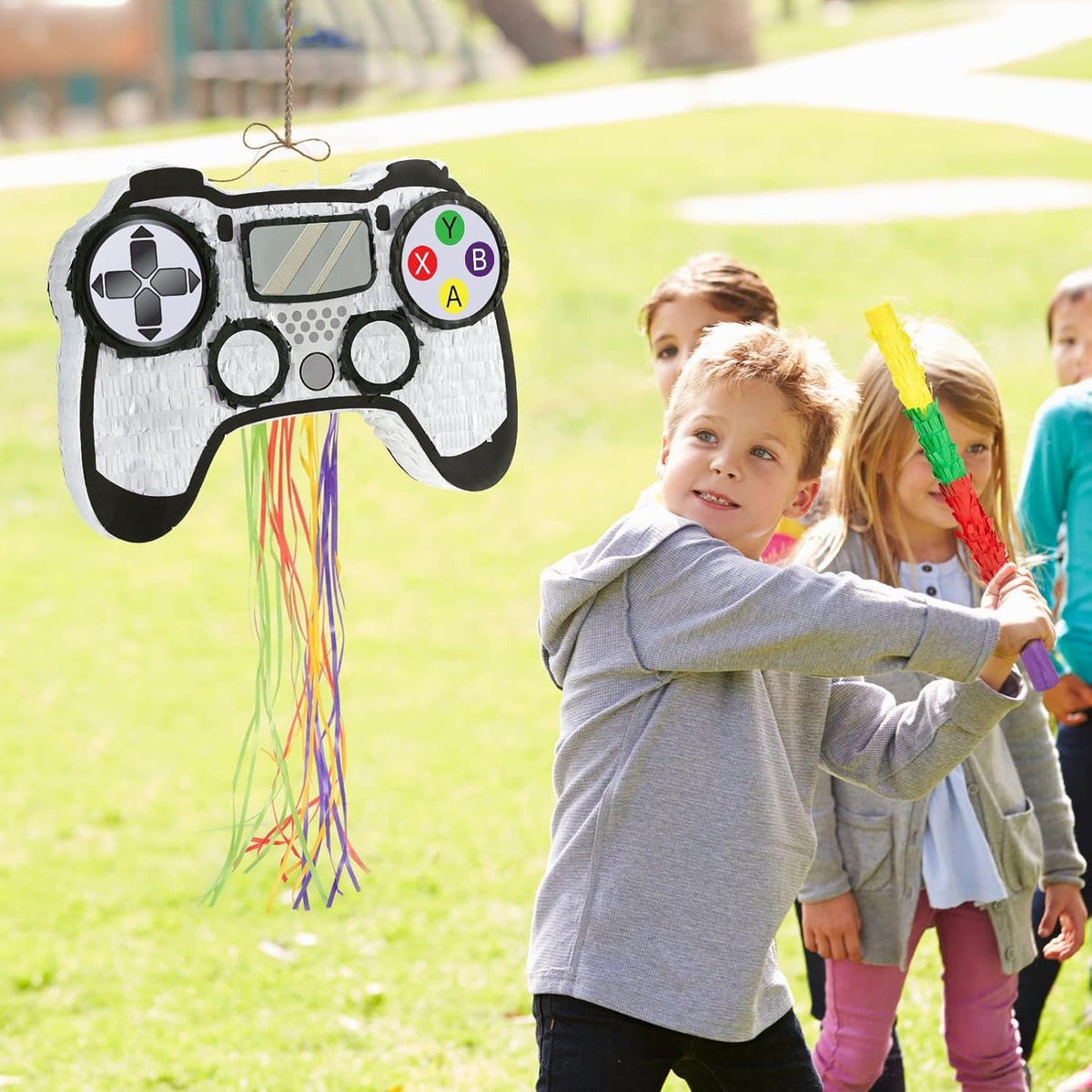 WERNNSAI Video Game Piñata - Game Controller Piñata Bundle with Blindfold and Bat for Boys Piñata