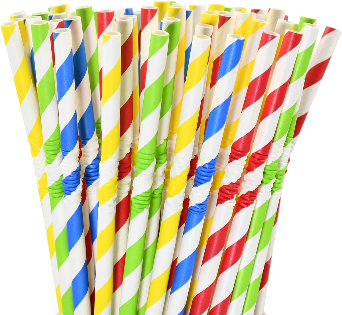 Flexible Paper Drinking Straws, 250 Count, 7.75" Long, 0.24" diameter - 100% Biodegradable