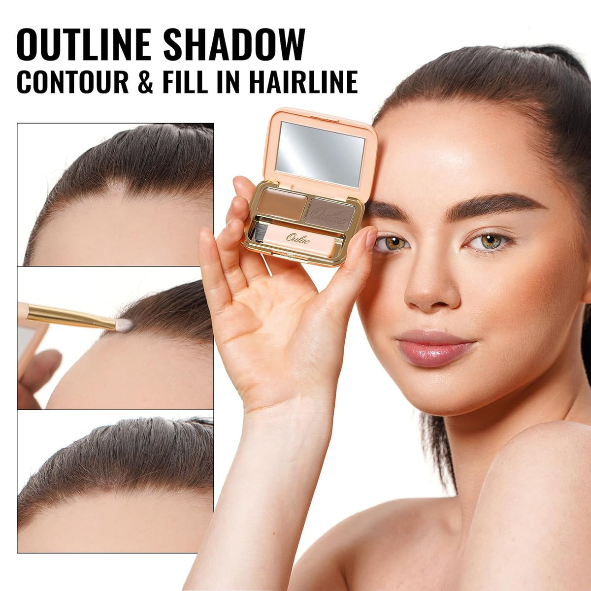 Oulac Waterproof Brown Eyebrow Powder Kit with Brow Brush 2 in1 Long Lasting Instant Eyebrow Pomade