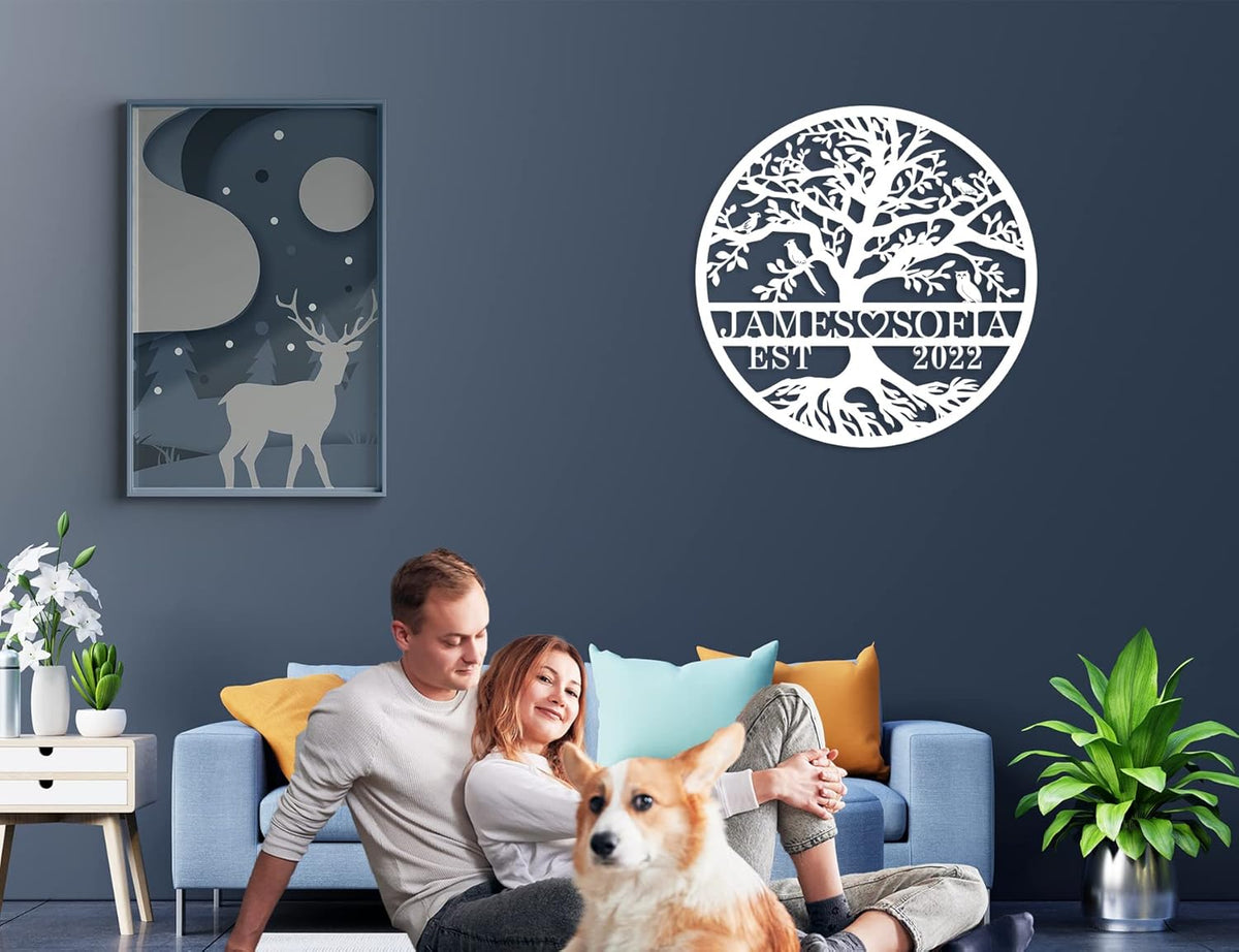 Personalized Tree of Life Metal Sign, Custom Name Sign, Tree of Life Wall Decor,Tree of Life Wall