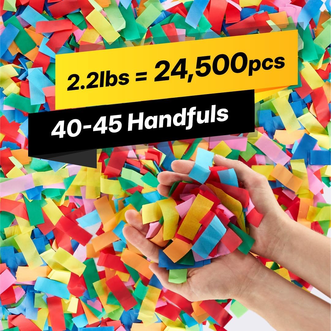 Multicolor Confetti Paper - BULK 2.2lbs | 1kg, Biodegradable Tissue Paper, Rainbow Light Weight