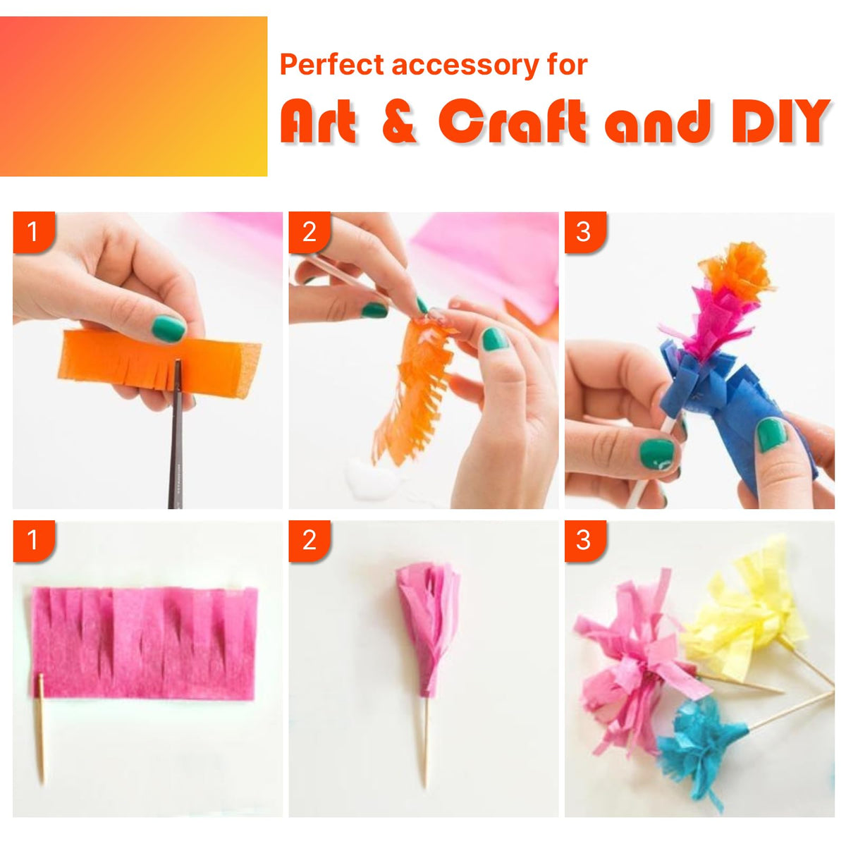 PartyWoo Rainbow Crepe Paper Streamers 8pcs 656 FT Rainbow Streamers