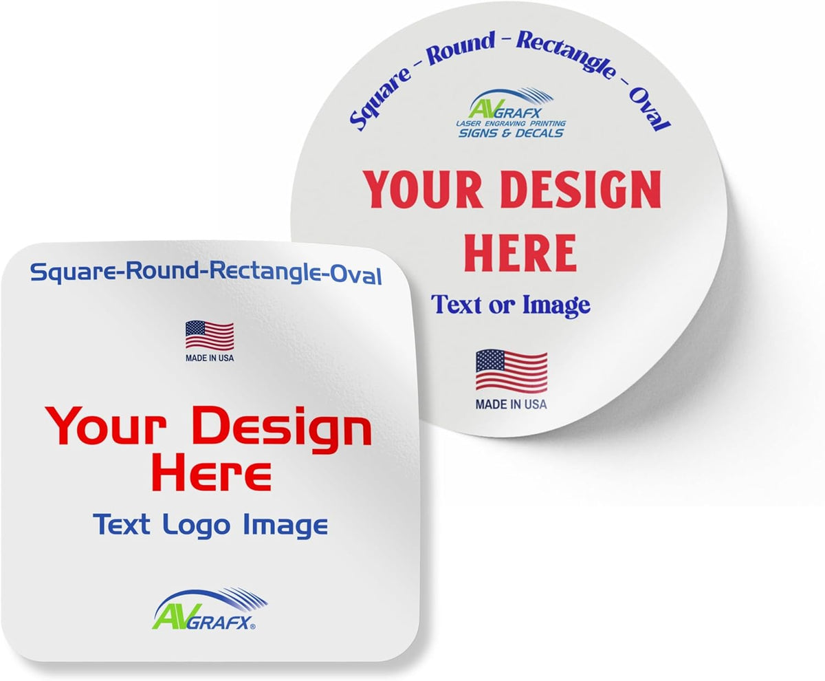 avgrafx 1.5 Inches Custom Sticker Personalized Labels Waterproof Dishwasher Safe Made USA, Custom