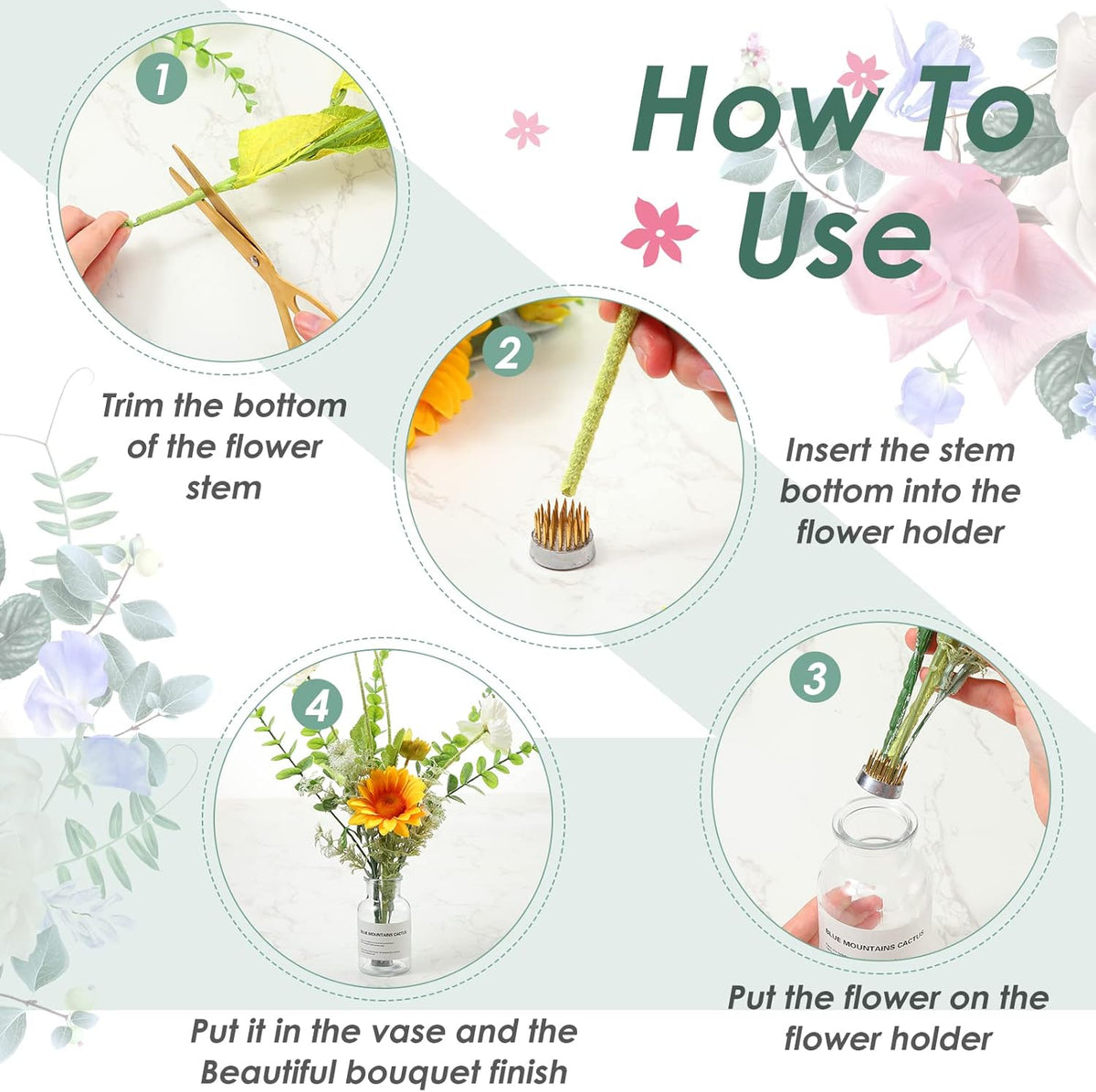 Kritkin 24 Pieces Flower Frogs Holder Mini Floral Round Flower Japanese Arranger Fixed Pin Holder