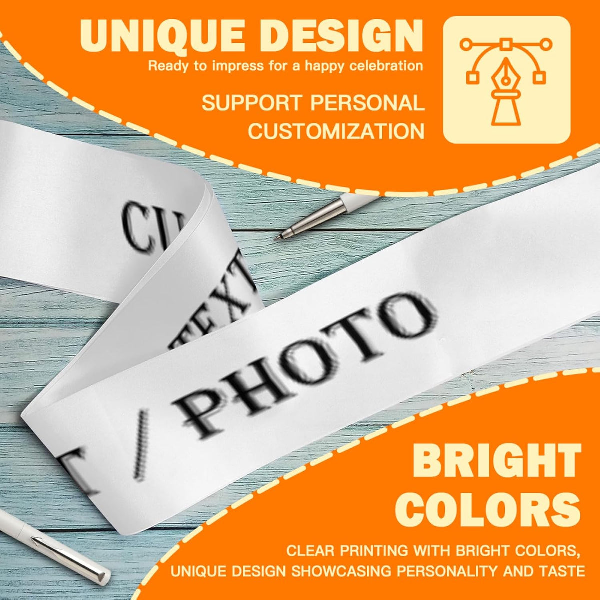 Custom Sash,Personalized Birthday Sash with Text Photo,Customized Bachelorette Sash Quote Sash