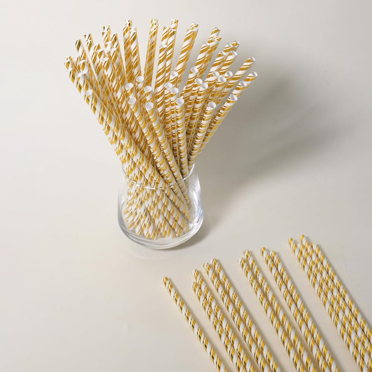 Gold Straws Disposable Cocktail Drinking Paper Straws for Party, Wedding, Baby Shower, Birthday