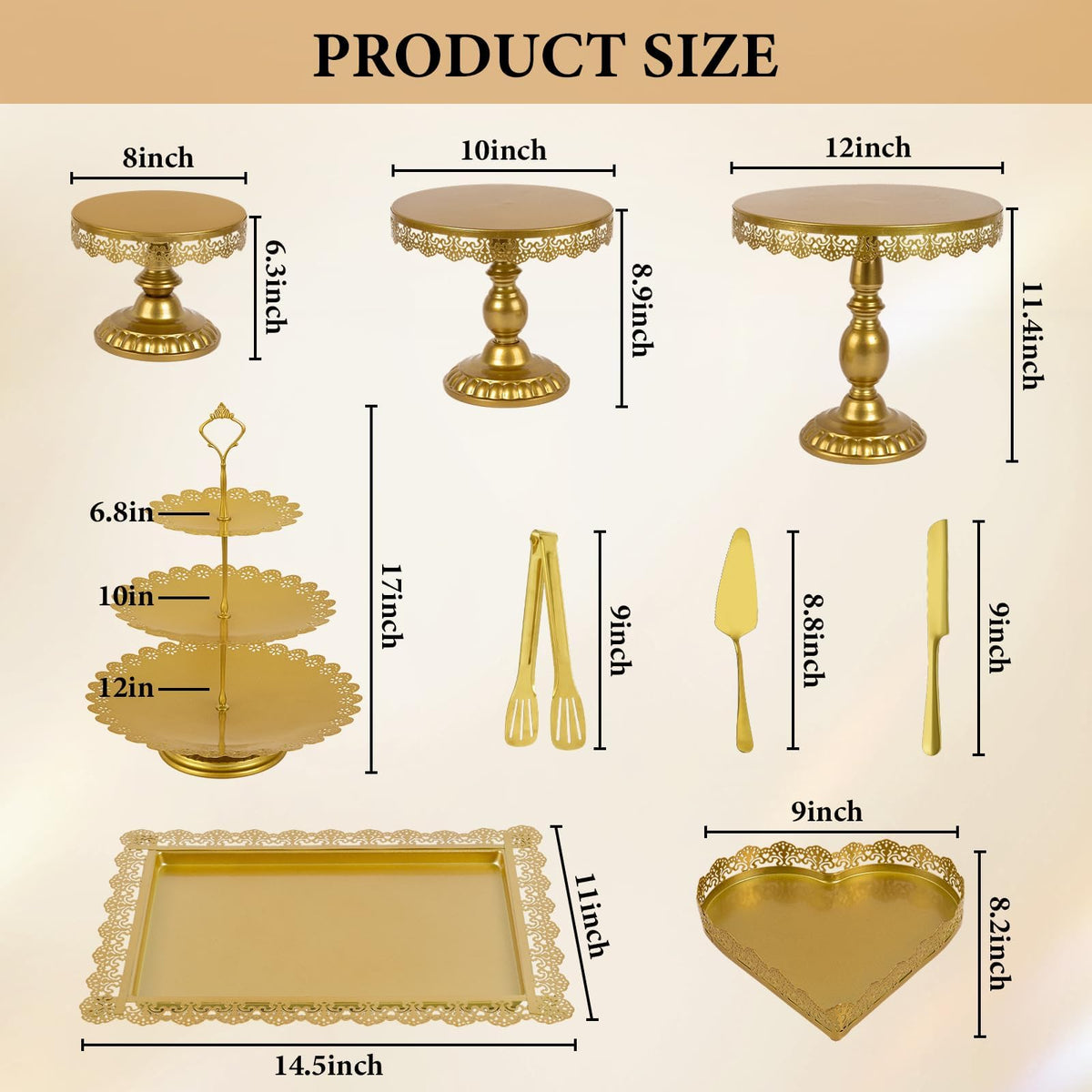 Jaevorite 12 Set of Gold Cake Stand, Metal Gold Cupcake Stand and Bases para Postres de Mesa