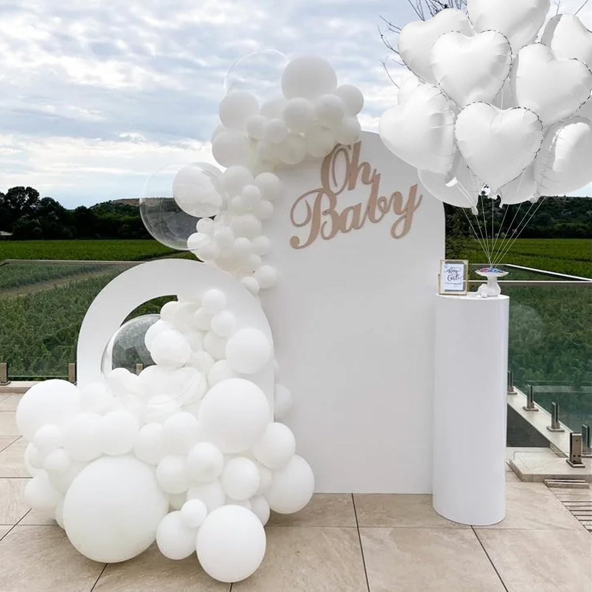 TONIFUL 15Pcs 18 Inch White Heart Balloons White Heart Shape Foil Mylar Balloons Decoration for