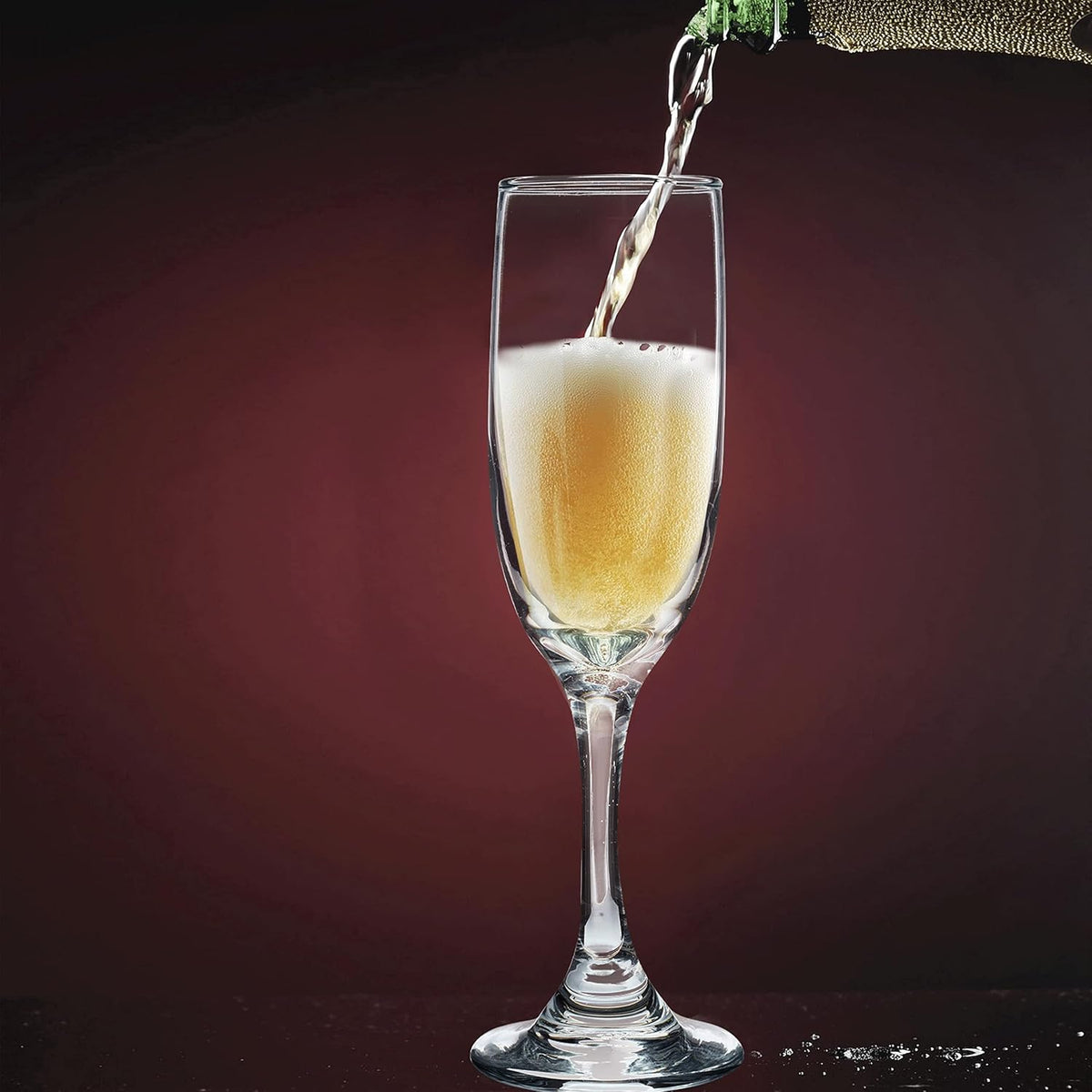 DISCOUNT PROMOS Premiere Champagne Flutes 6.25 oz. Set of 10, Bulk Pack - Elegant Drinkware for