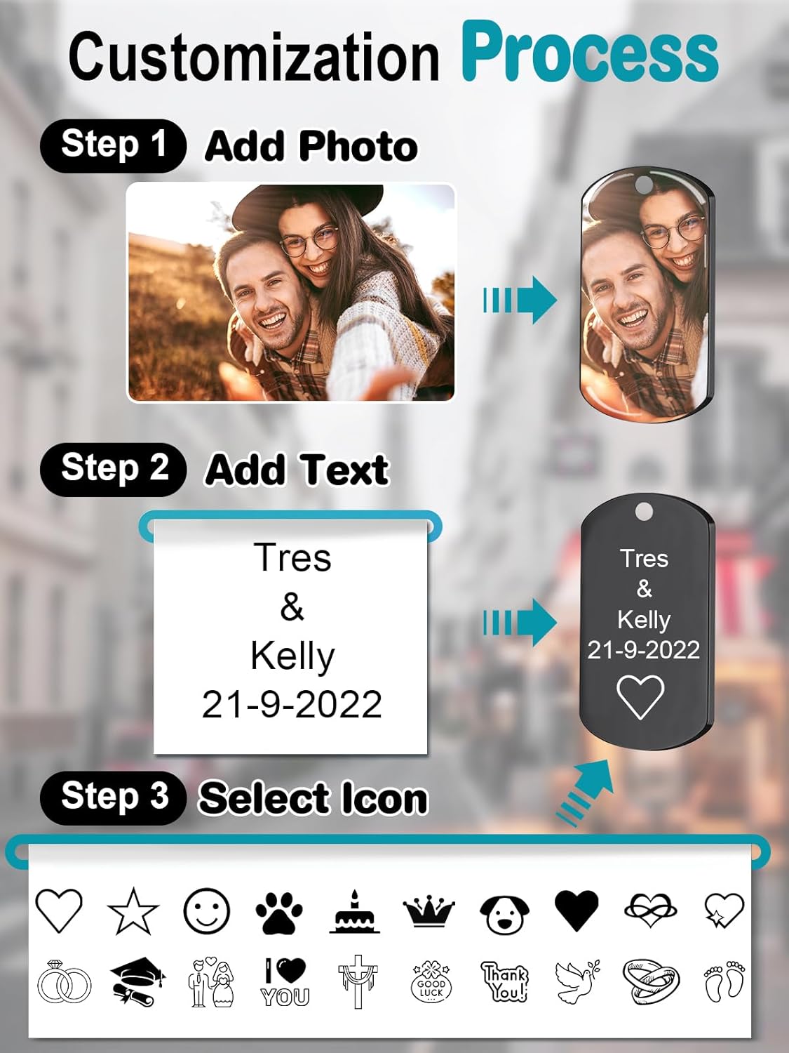 Custom Keychain with Picture - Personalized Photo LOGO Text Customized Key Chain for Boyfriend Dad