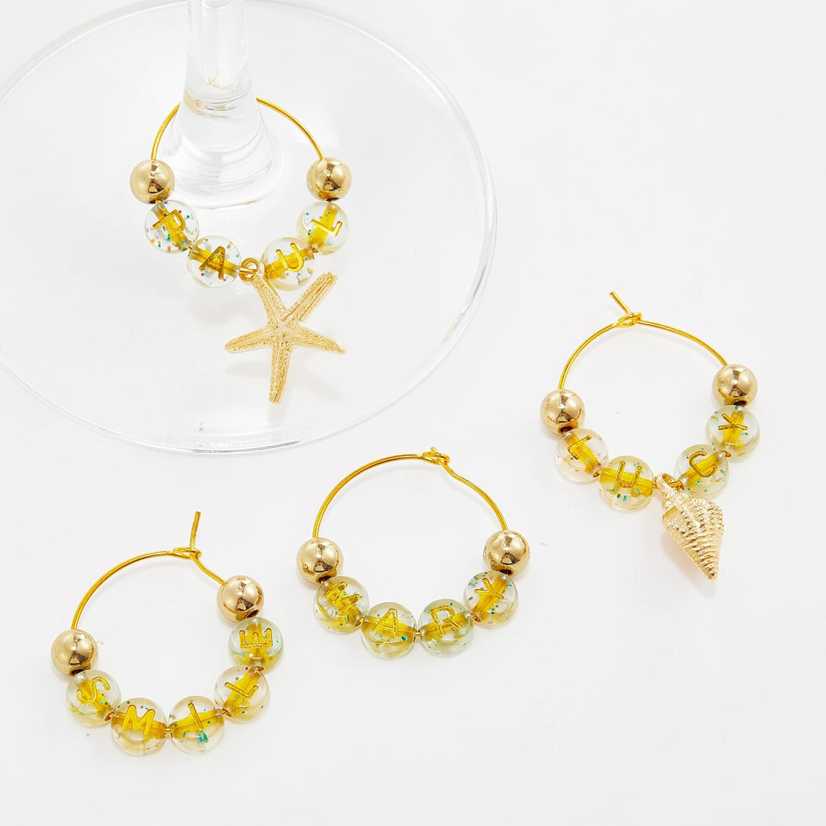 50 Sets Wine Glass Charms, Wine Charms for Stem Glasses, DIY Reusable Drink Markers for Weddings &