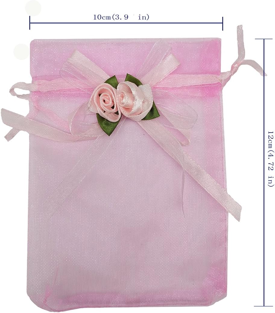 Ankirol 50pcs Sheer Organza Favor Bags For Wedding 3.8x4.8'' Gift Bags Samples Display Drawstring