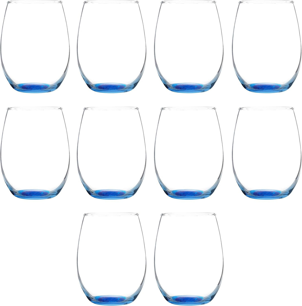 DISCOUNT PROMOS Stemless Wine Glass 9 oz. Set of 10, Bulk Pack - Great for Wedding Favors