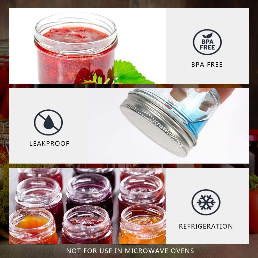 Betrome 4 oz Clear Glass Mason Jars with Silver Metal Lids, 40 Pack 113ml Round Canning & Jelly