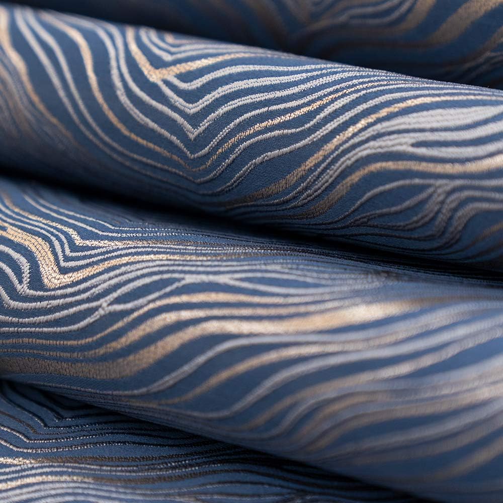 Avigers 12 x 72 Inch Decorative Luxury Abstract Striped Navy Blue Table Runners with Tassels for