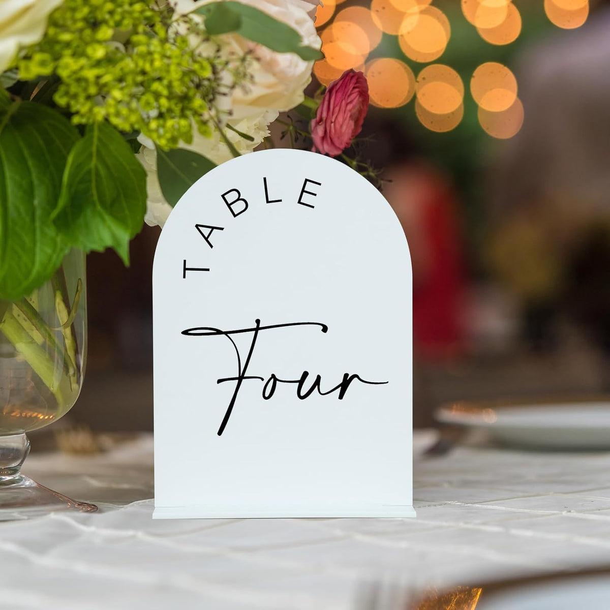 JINMURY White Arch Wedding Table Numbers 1-20 with Stands, 5x7 Inch Acrylic Arch Sign with Black