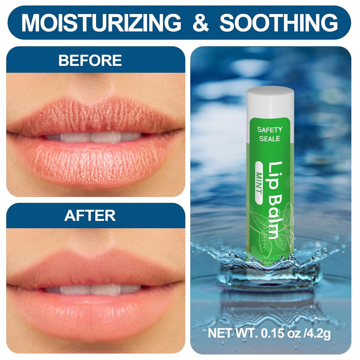 40 Pack Natural Lip Balm Bulk with Vitamin E and Coconut Oil - Moisturizing Dry Cracked Lips, Mini