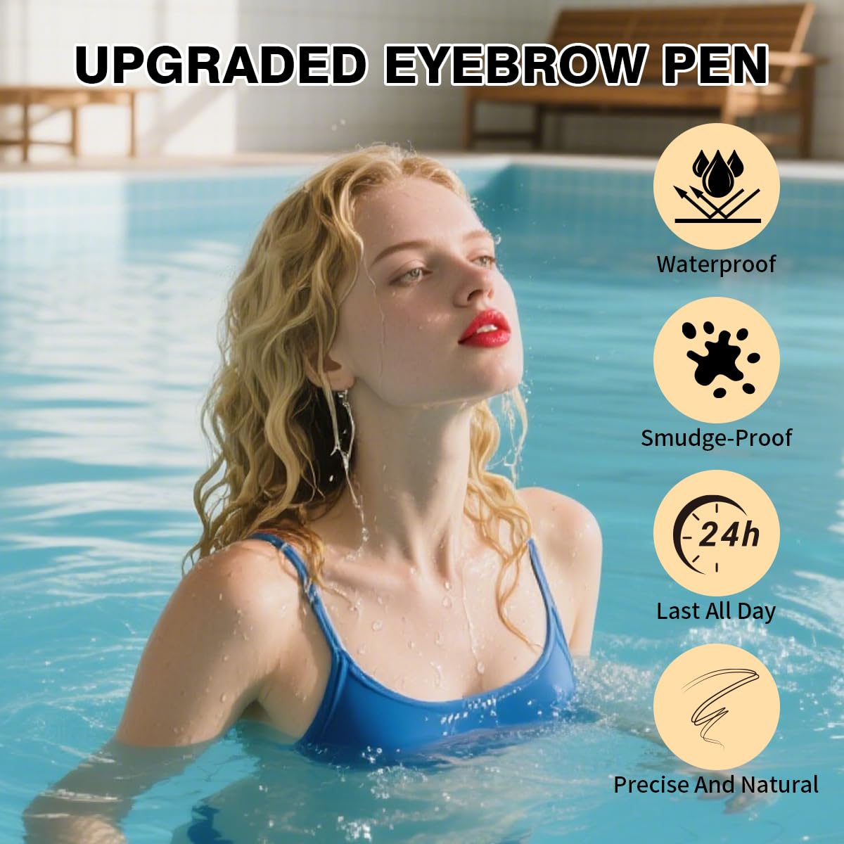 Microblading Eyebrow Pencil,2-in-1 Dual-Ended Eyebrow Pen with 2 Tip brow pen and Precise