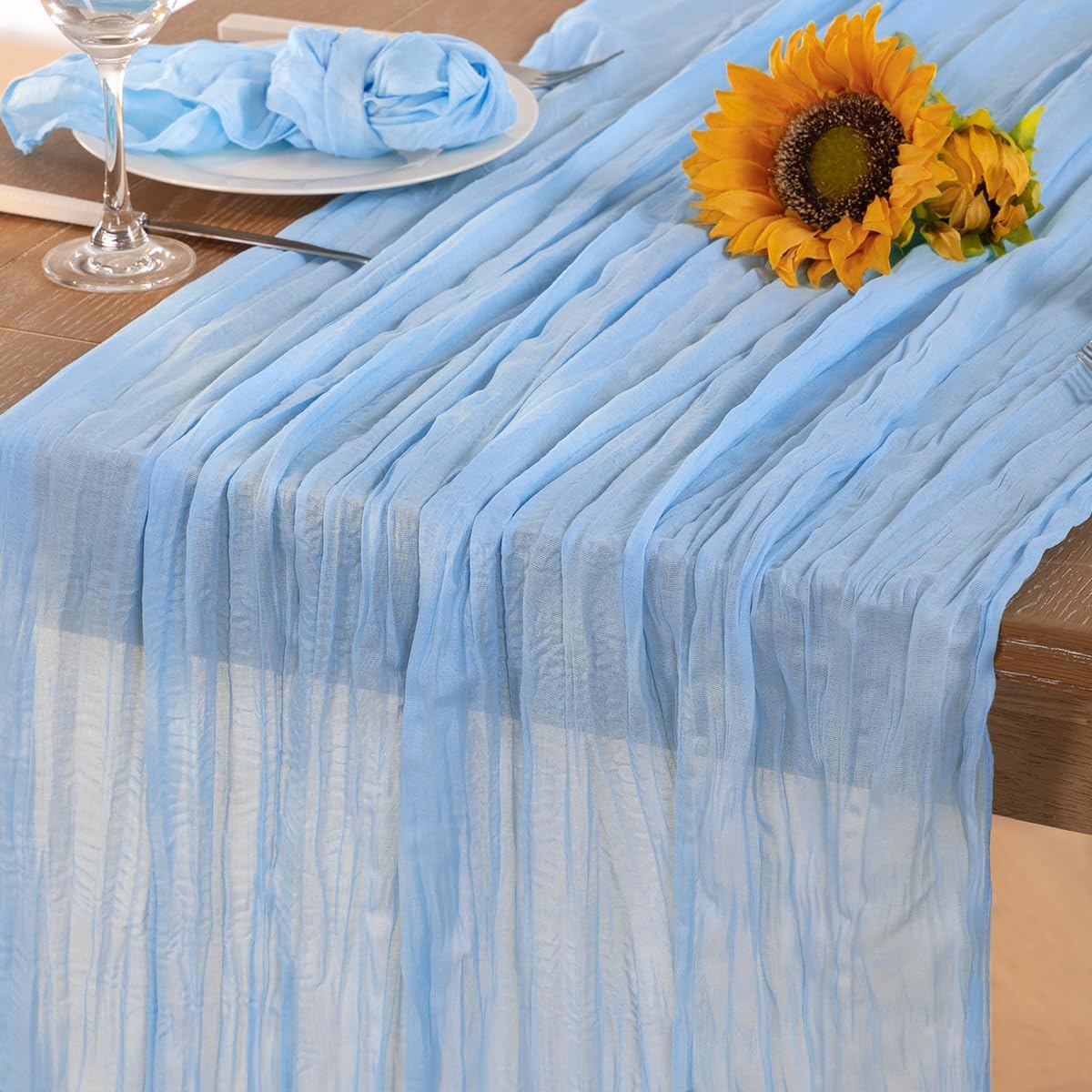 Baby Blue Cheesecloth Table Runner Fall Table Runner Boho Gauze 120 Inches Light Blue Cheese Cloth
