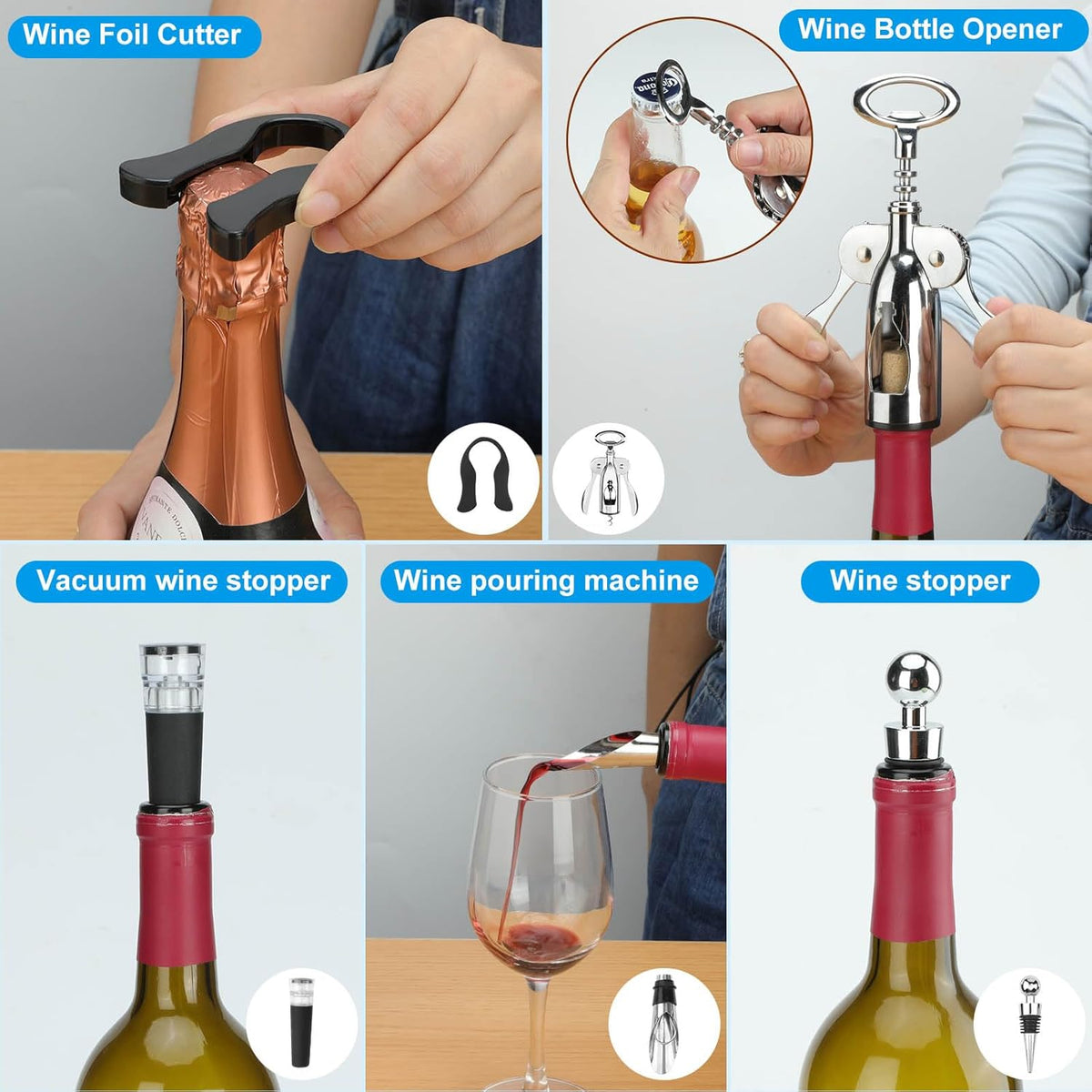 KITHELP 2 PCS Ice Buckets for Parties, 5.5L Ice Bucket with Scoops and Metal Wine Bottle Opener