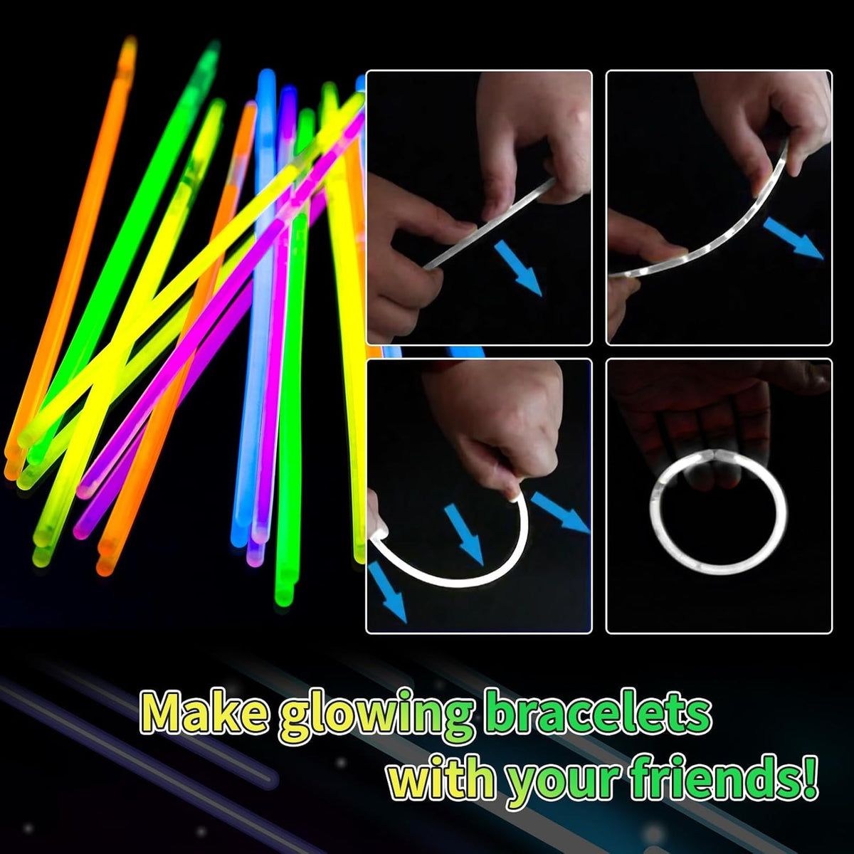 60 Pack 8” White Glow Sticks Bulk with 60 Connectors Neon Glow In The Dark Party favors Supplies