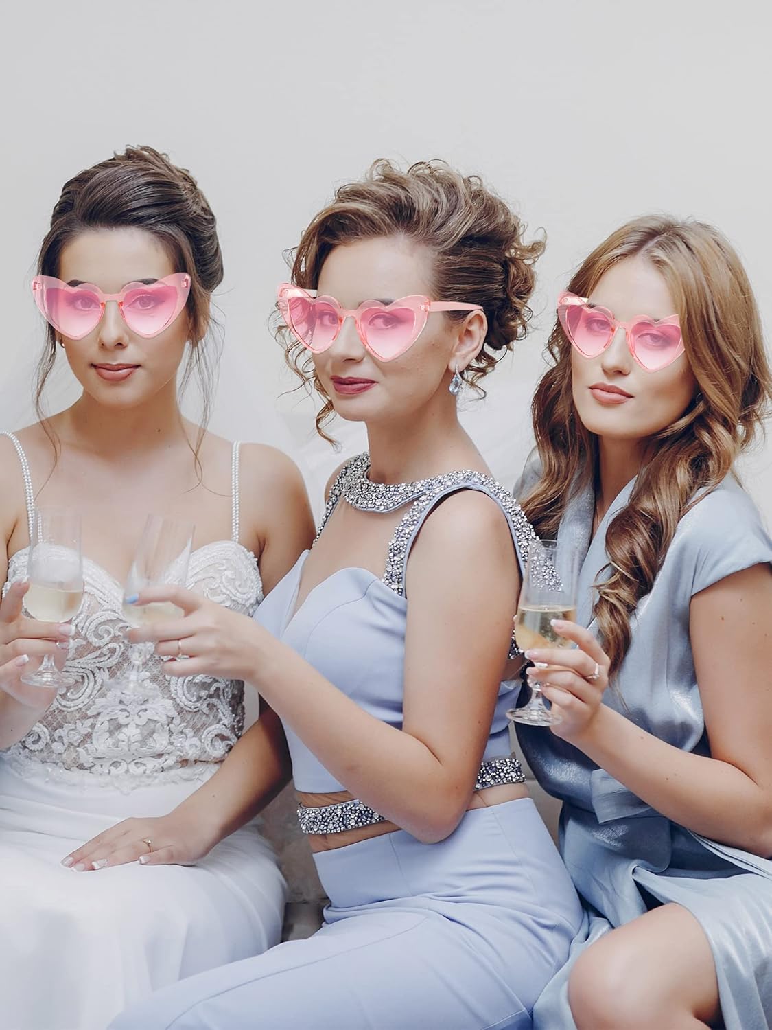 Flutesan 12 Pack Bachelorette Sunglasses Bride Bridesmaid Heart Shaped Sunglasses Women Eyeglasses