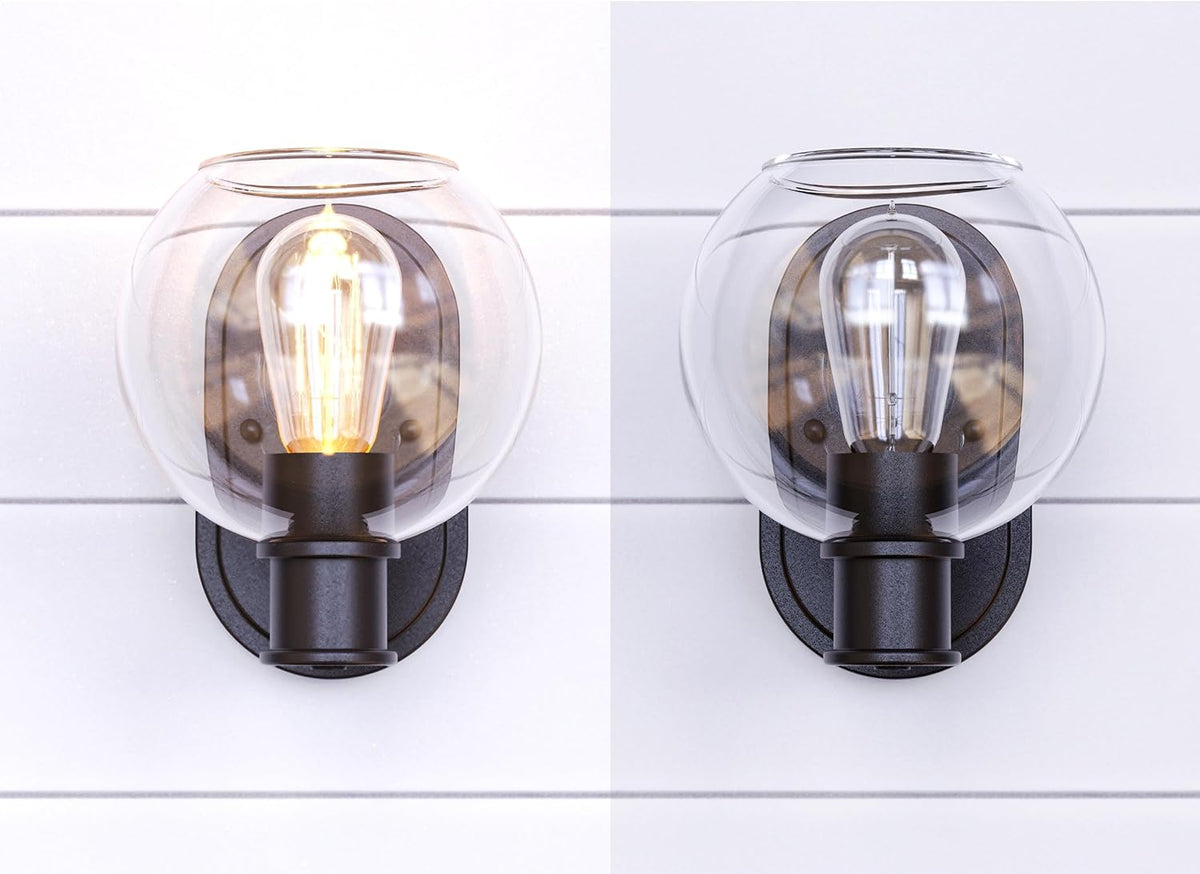 Dan Modern Farmhouse 1-Light Wall Sconces Light with Clear Glass Globe Shade in Dark Bronze Finish