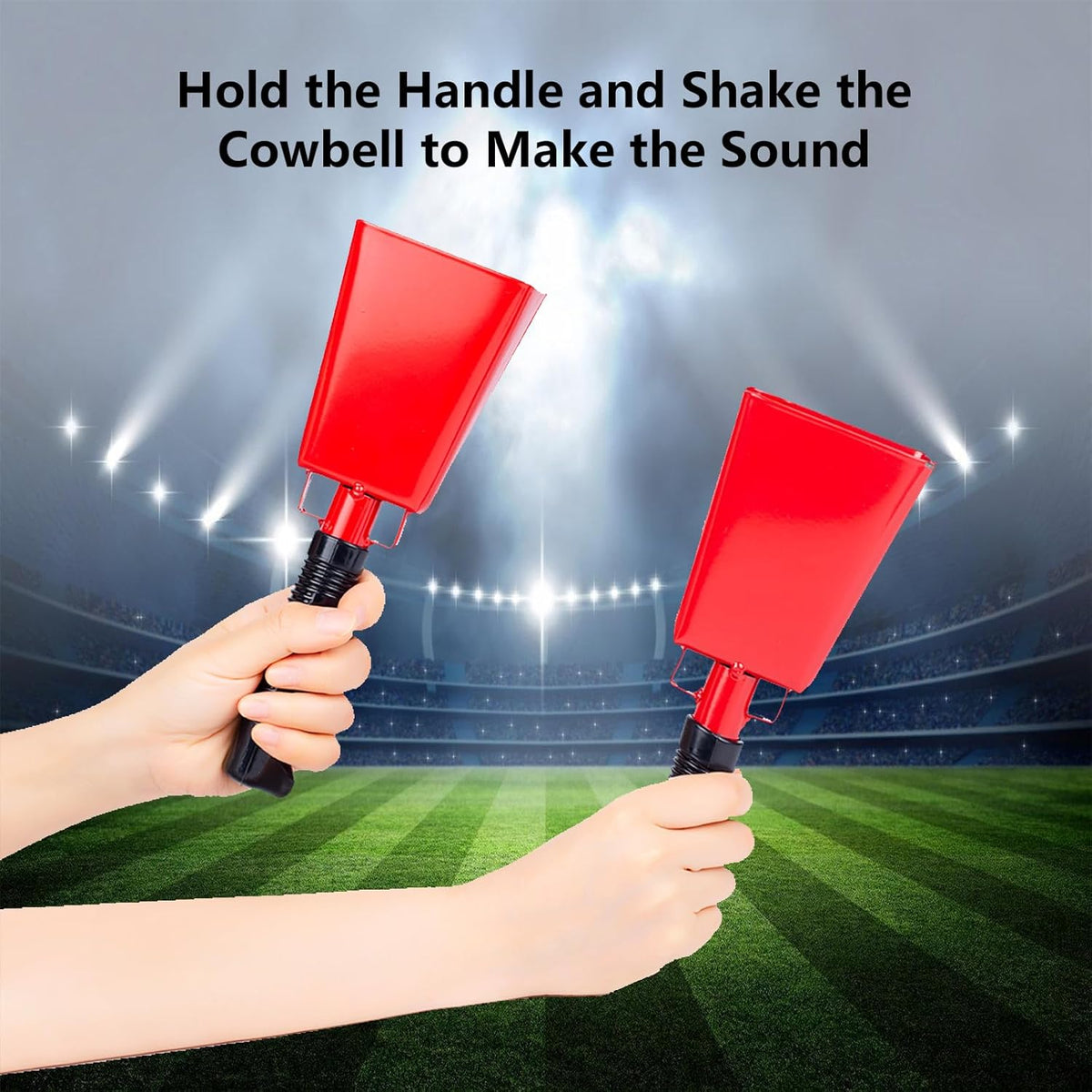 Steel Cowbell with Handle 8 Inch Cow Bells Noise Makers, 2 Pack Large Cowbells for Sporting Events