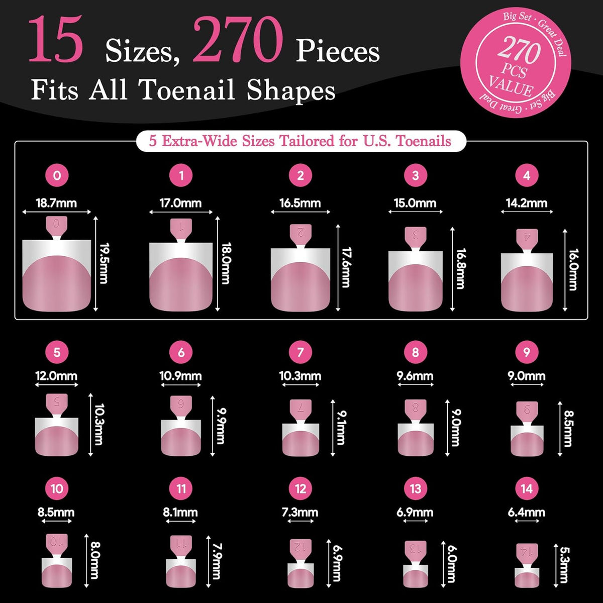 Toe Nail Press Ons French Tip, Sharp Square Berry Pink Pre-Designed Fake Toenail Press On for Women