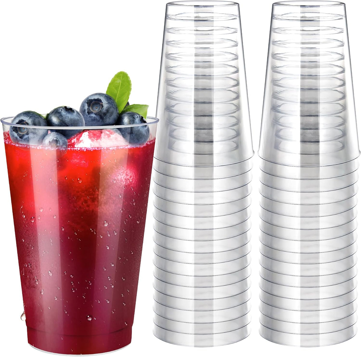 200Counts 12 OZ. Hard Plastic Cups Fancy Disposable Cups for Party, 12 Ounce Clear Elegant Wedding
