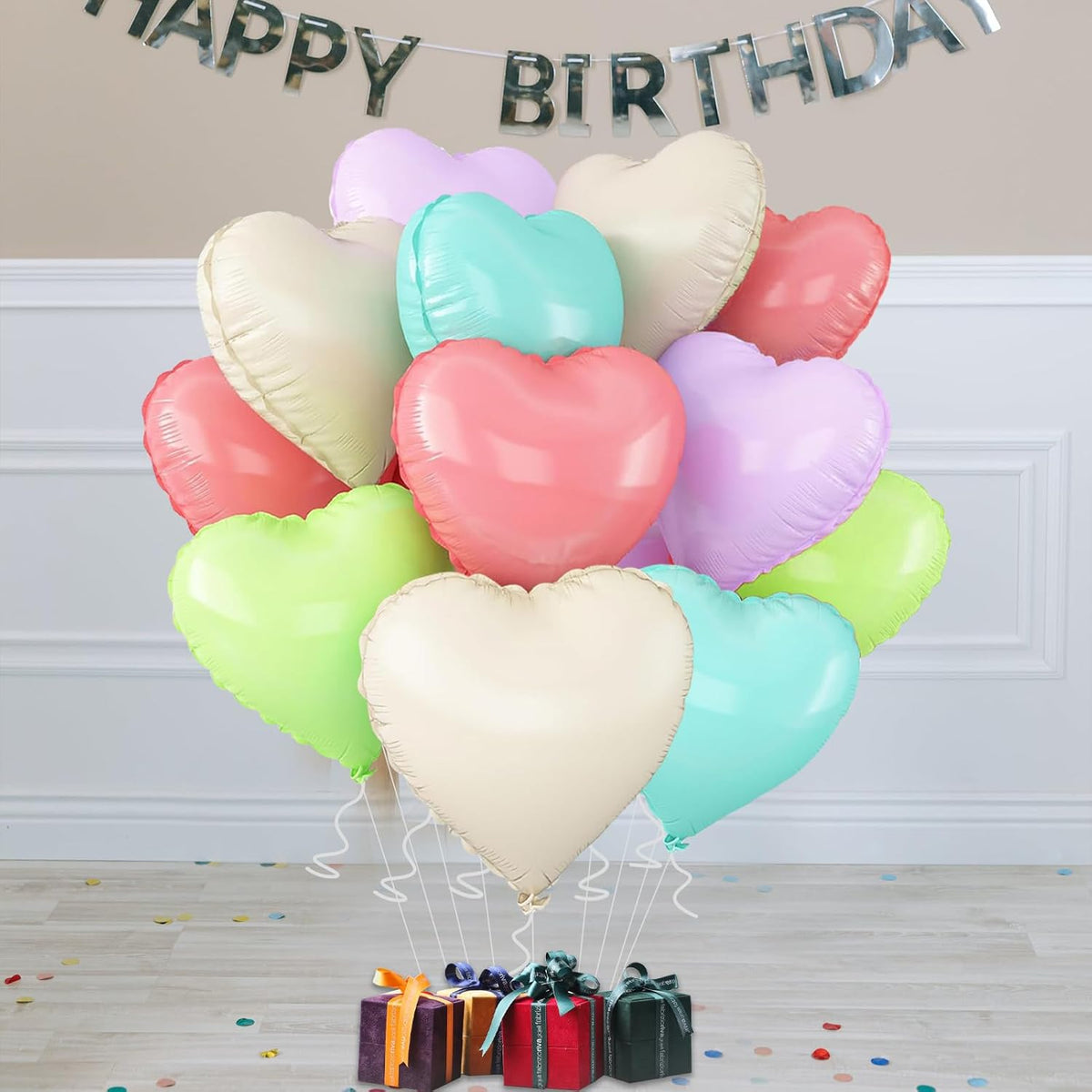 5 Colors Heart Balloons,18inch Heart Shaped Foil Balloons & Helium Mylar Balloon for Anniversary