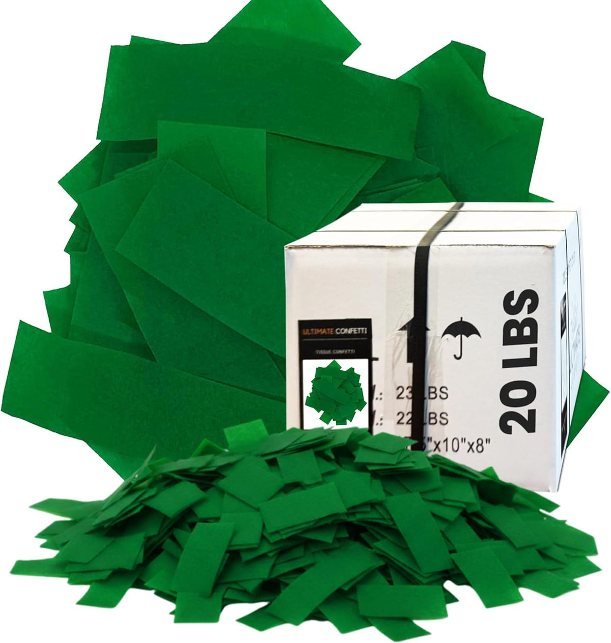 Dark Green Biodegradable Confetti - Rectangular Flame-Resistant Tissue Paper Confetti for Cannon