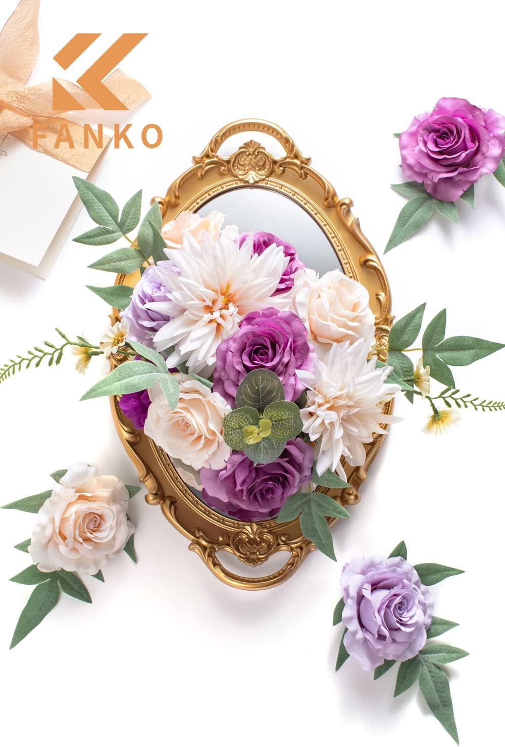 FANKO Rose Artificial Flowers Combo for DIY, Fake Purple Rose Artificial Silk Flowers with