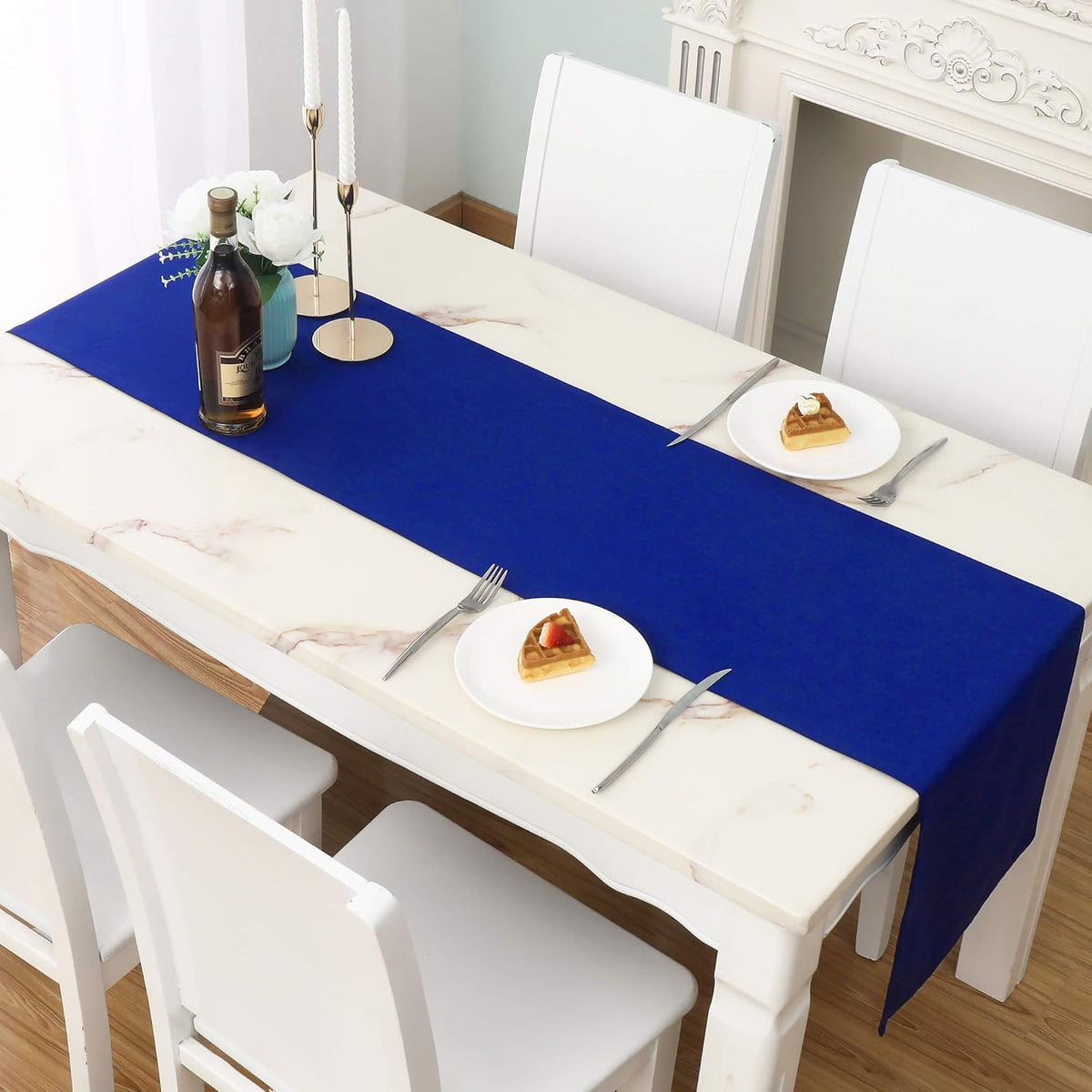 2 PCS Royal Blue Table Runner 14x72 Inch Long Coublt Blue Color Thick Polyester Decorative Cloth