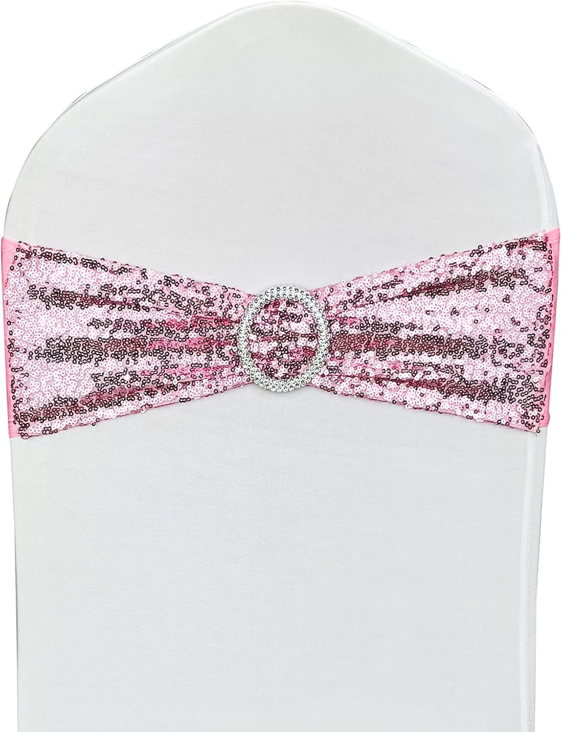 10 Pcs Chair Sashes Sequin Stretch Chair Bands Spandex Polyester Bows for Party Hotel Wedding