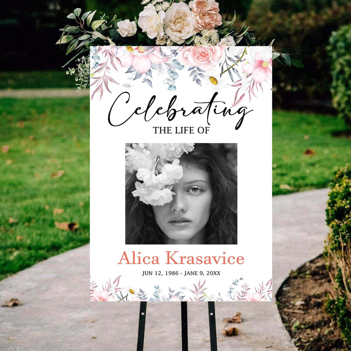Greenery Funeral Welcome Sign, Celebration of Life Decoration, Large Funeral Sign, Memorial Sign