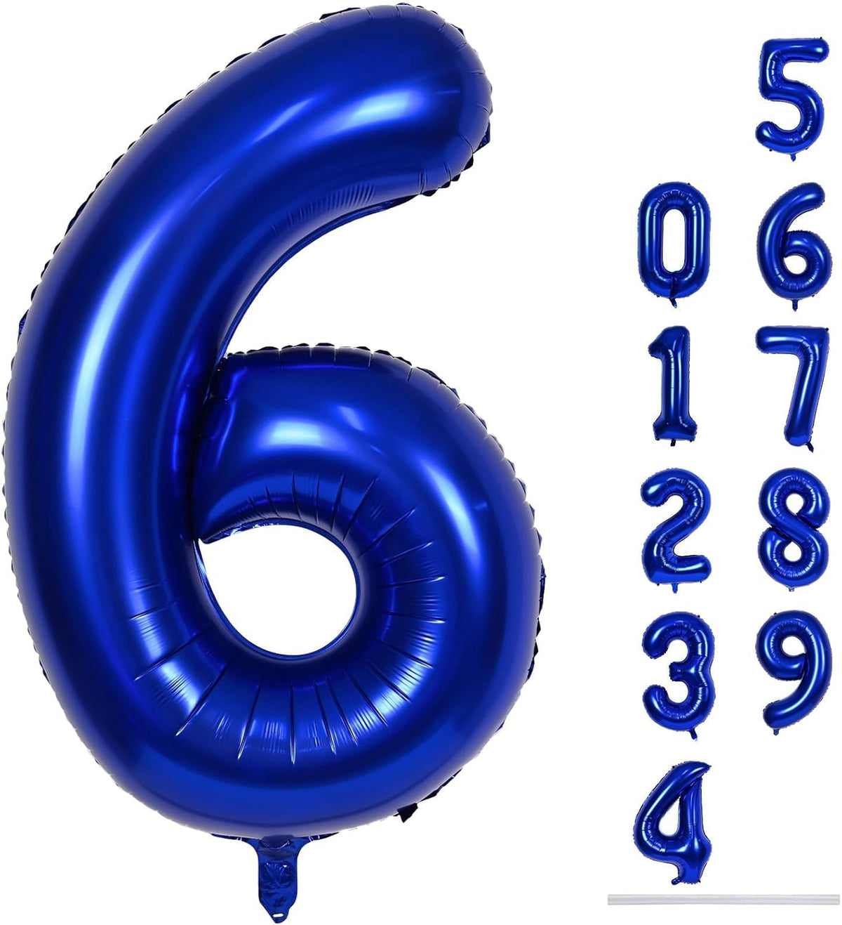 Navy Blue Number 6 Balloon, 40In Large Royal Blue Foil Number Balloons Set 0-9 for Men, Self