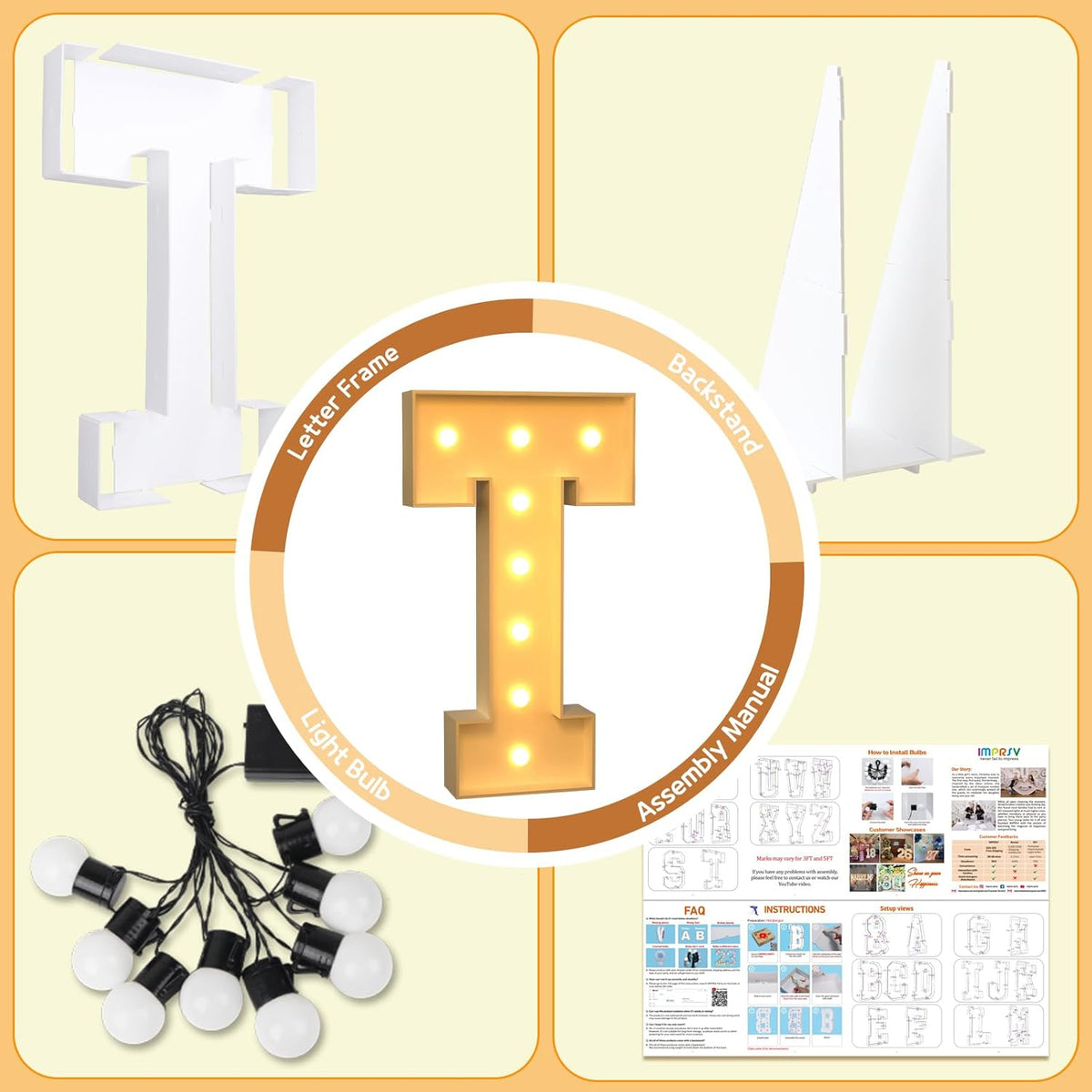 imprsv Marquee Light Up Letters, 3FT T for Birthday, Baby Shower, Wedding Decorations, Large