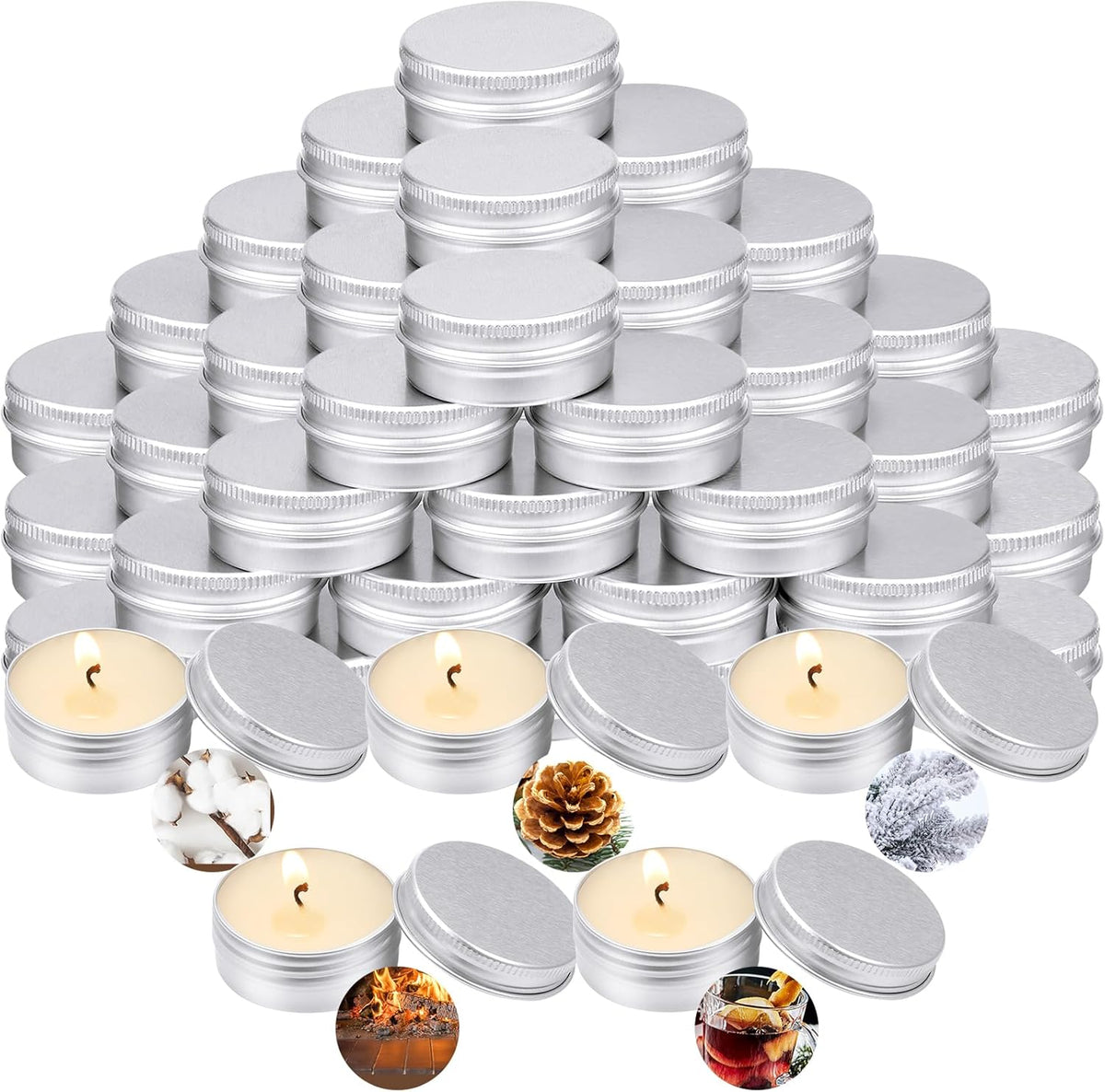 MTLEE 50 Pcs Wedding Scented Candles Gift Travel Tin Candle Aromatherapy Candle for Christmas