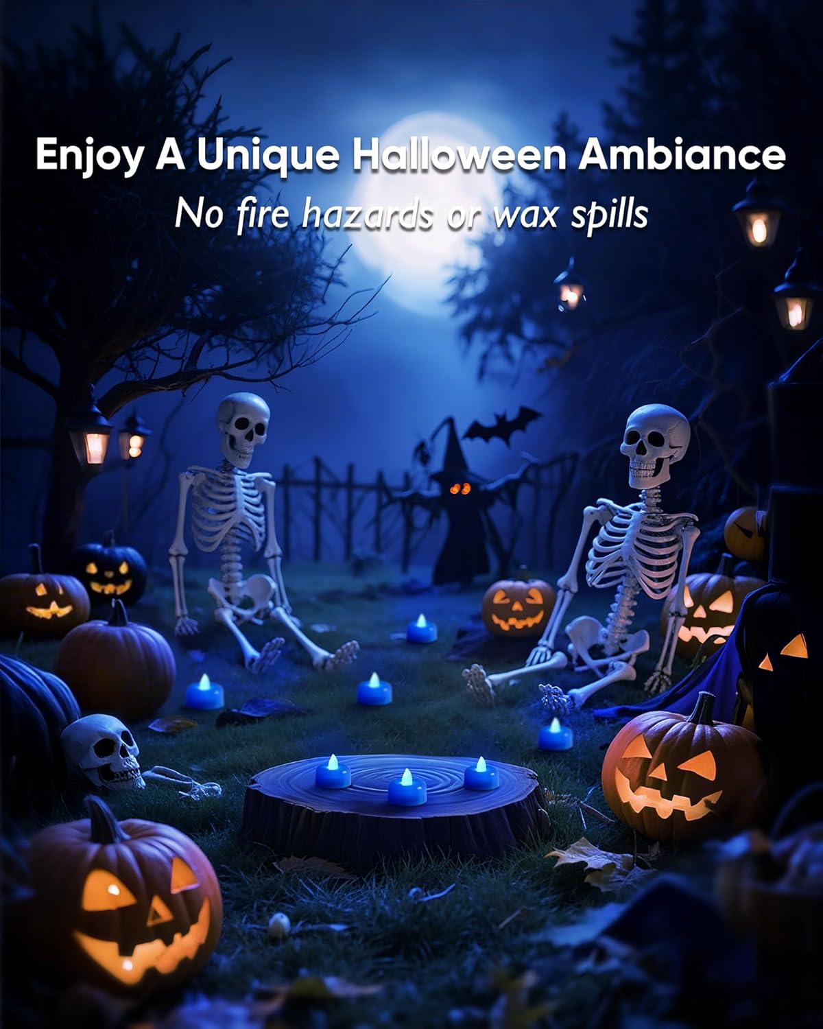 Amagic 24 Pack Blue Flameless LED Tea Lights Candles Battery Operated, Electric Fake Tealight